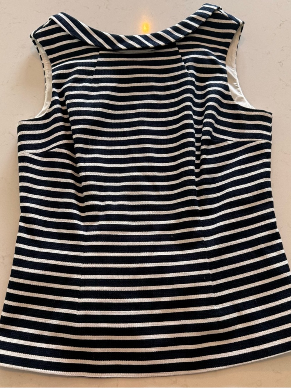 Boden Navy and White Striped Sleeveless Top